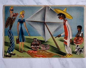 Mexico Tourist Postcard - Vintage - Stamped 1942