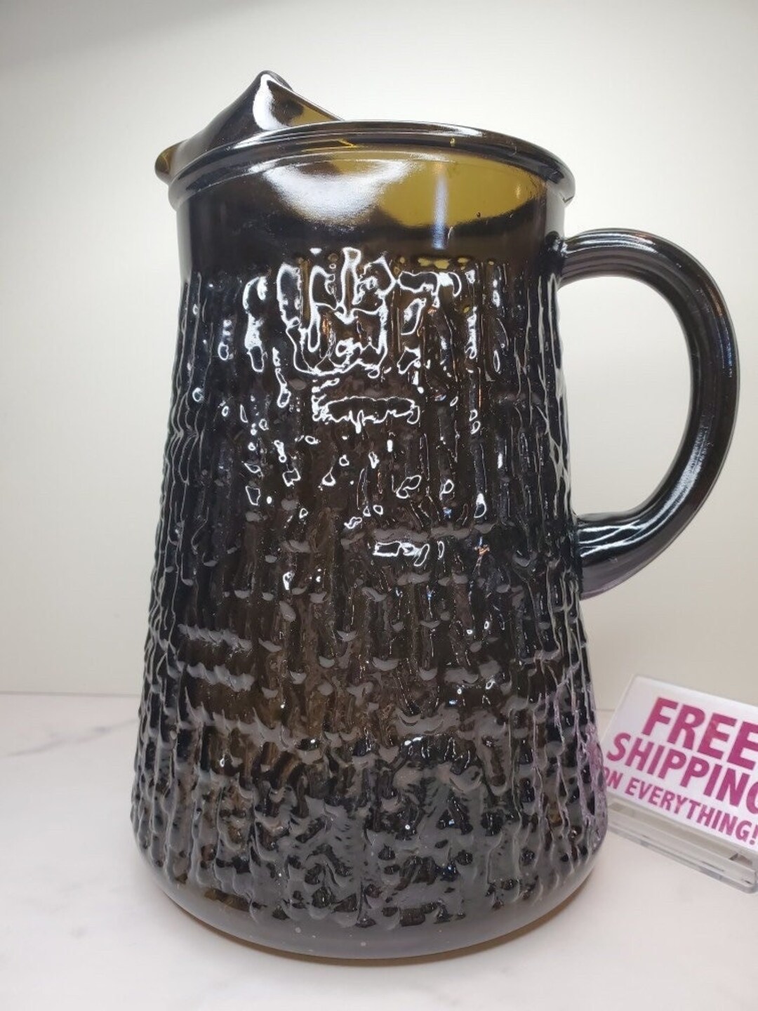 Libbey Artica Dark Brown Glass Pitcher Vintage Etsy