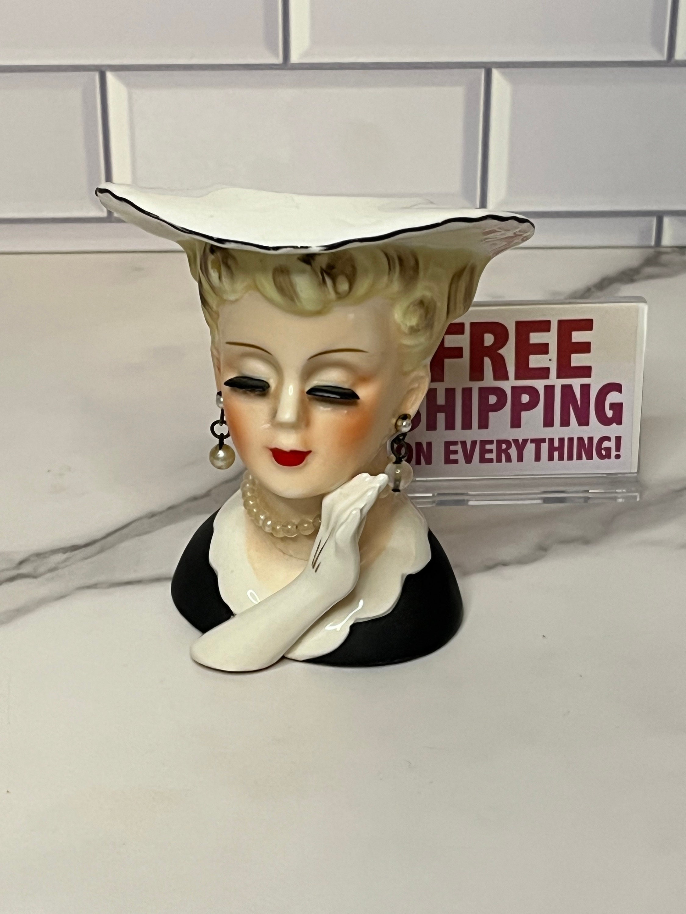 Napco Lady Head Vase Made in Japan Vintage MCM Etsy