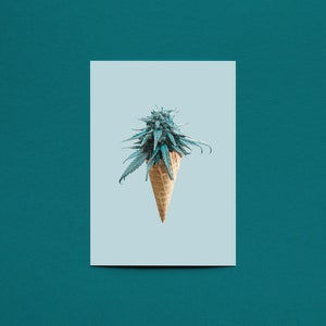 Postkarten, Ice Cream Print, 4x6 Print, Cannabis Art, Wandkunst, Lustige Postkarten, Postkarten Design, Minimal Art, Kegel, Eisdekoration