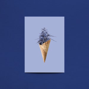 Postales, Tarjeta de helado, Impresión 4x6, Impresiones de verano, Stoner Girl, Arte hippie, Mini arte, Postal minimalista, Trippy Wall Art, Cannabiss