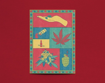 Postcards Printful Trippy Apartment Decorating Marijuanaart Marijuanaprint Marijuana Cannabis Wallart 420 Decore Pothead Decoration Stoner