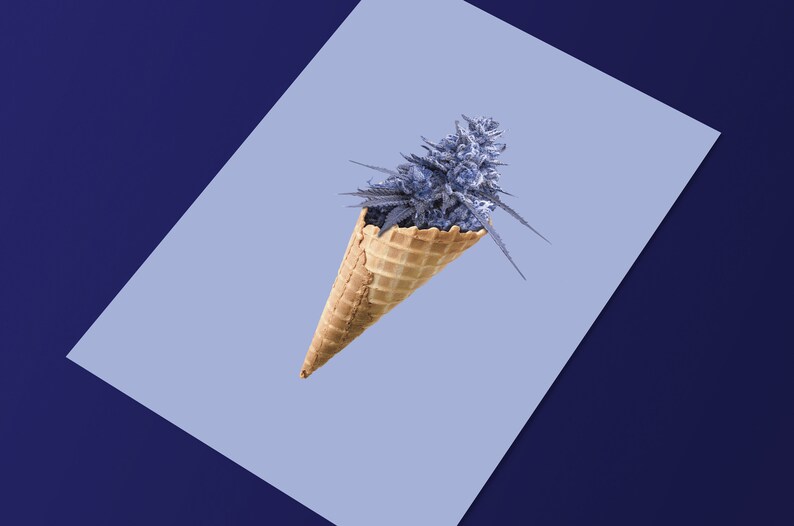 Icecreame Flowered Postcard Trippy Flower Wallart Decorative Coffee Shop Wall Trippy Decorating Idea Marijuana Art Work Cute Weed Decoration image 6