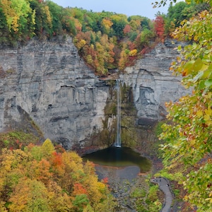 Nature Photography, Waterfall, Digital Image For Sale, Wall Art, Photo Download, Scenic Landscape Photo, Home Decor, Fall Foliage, Trees, NY