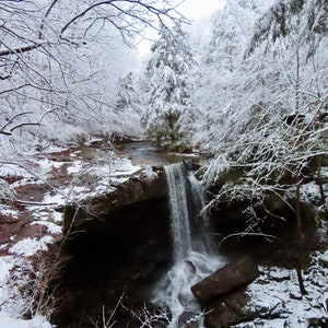 Nature Photography, Waterfall, Snow, Digital Images For Sale, Wall Art, Photo Download, Scenic Photo, Home Decor, Winter, Tree, Vertical, TN