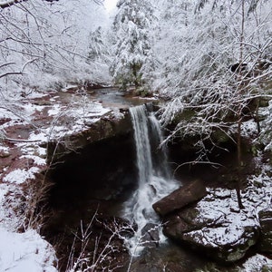 Nature Photography, Waterfall, Snow, Digital Images For Sale, Wall Art, Photo Download, Scenic Landscape Photo, Home Decor, Winter, Tree, TN