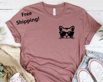 Cat Tshirt, Cat Lovers Gift, Cat Hiding in Pocket Shirt, Cute Cat Shirt, Cute Kitty in Pocket Tee, Pocket Cat Tshirt, Cat Mom Shirt, Kitten