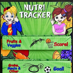 Jeu de nutrition pour enfants, Jeu de suivi des nutriments, Mangez des aliments sains, Jeu d'enfant amusant, Mangez de meilleurs aliments, Coloré encourageant, Idée cadeau