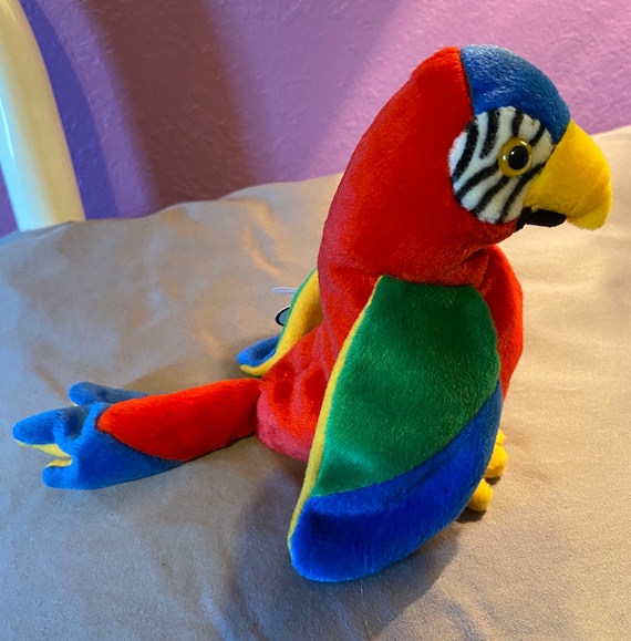 Original RARE 1997 Ty Beanie Baby Jabber the Parrot W Errors