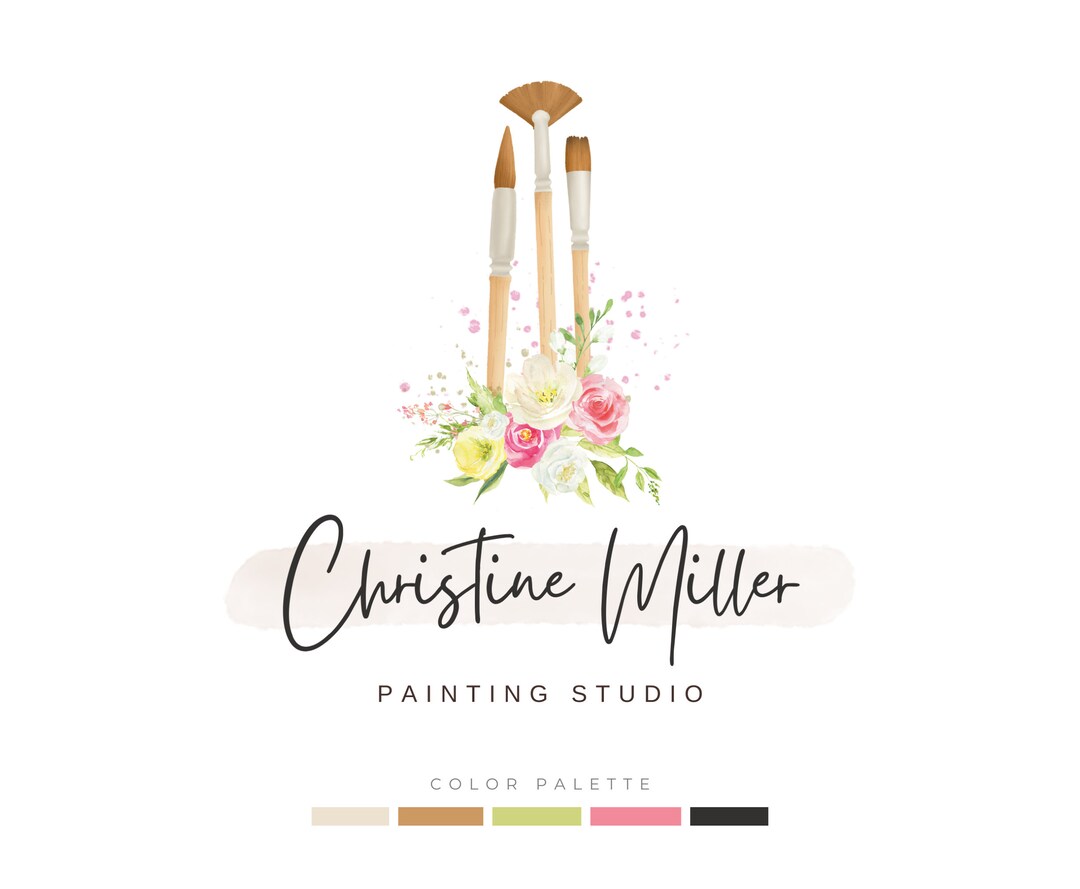 Brush Logo Design, Watercolor Brush Logo, Paintbrush Logo, Artist Logo