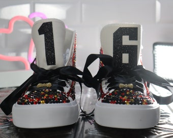 Zapatillas de diamantes de imitación para fiesta de 16 años: zapatos personalizados para fiesta de cumpleaños