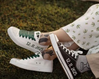 Personalized Wedding Sneakers Set: Bride & Groom Matching Party Shoes
