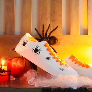 Halloween Personalized Casual Canvas Celebration Shoes | Day of the Dead Halloween inspiration-themed Sneakers | Spider Spooky Party Shoes |