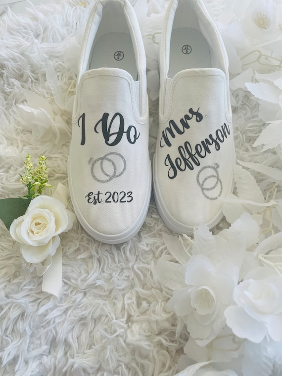 Personalized outdoor Wedding Shoes Bride Slip on Sneakers I Do Bridal Shoes Bridal Tennis Gift Customized wedding party gift shower