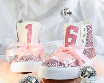 Zapatillas de diamantes de imitación para 16 años: zapatos personalizados para fiesta de cumpleaños