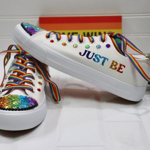 Rainbow Sneakers Custom LGBTQ Low Top | Resin glitter colorful Personalized | Pride Sneakers personalized