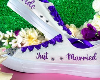 Personalized Bridal Sneakers: Rhinestone Wedding Shoes, Custom Dance Shoes