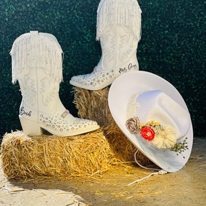 Cowboylaarzen voor bruid met heldere edelstenen | Outdoor Bruidslaarzen cadeau gepersonaliseerd huwelijk achternaam cowgirl Bruiloft vrijgezellenschoenen