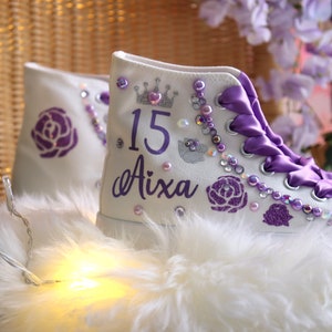 Custom Quinceañera Sneakers: Lavender Princess XV Birthday Shoes