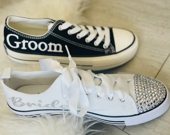 Personalized Wedding Sneakers Set: Bride & Groom Matching Party Shoes