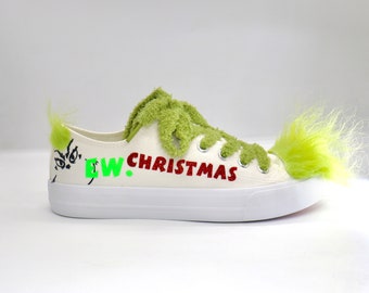 Christmas Inspiration Green Character Personalized Shoes | Funny Merry Christmas Custom Gift | Matching Family Outfit Christmas Accessories