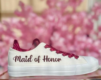 Custom Maid of Honor Canvas Sneakers: Personalized Wedding Party Gift
