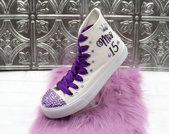 Quinceañera Sneakers: Custom Rhinestone Birthday Girl Shoes