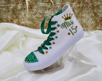 Style Green Quinceañera Sneakers My Quince Custom - Etsy