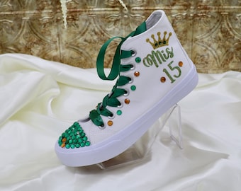 Style Green Quinceañera Sneakers My Quince Custom - Etsy