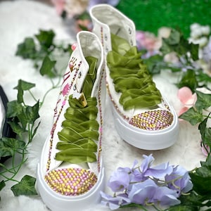 Custom Quinceañera Sneakers: Floral Princess XV Birthday Shoes