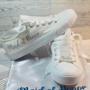 Bridesmaid Sneakers low top canvas | Maid of Honor Custom Shoes  | Bridesmaid Personalized trainers | Bachelorette trip look | Bride shower
