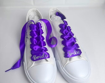 Zapatillas de lona personalizadas para dama de honor: zapatos de boda con cordones de satén personalizados