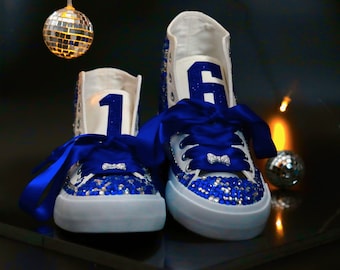 Zapatillas de diamantes de imitación para 16 años: zapatos personalizados para fiesta de cumpleaños