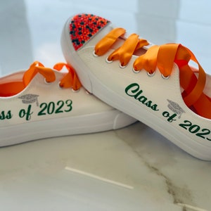 Personalized Graduation Sneakers: Rhinestone Toe, Custom Name & Year