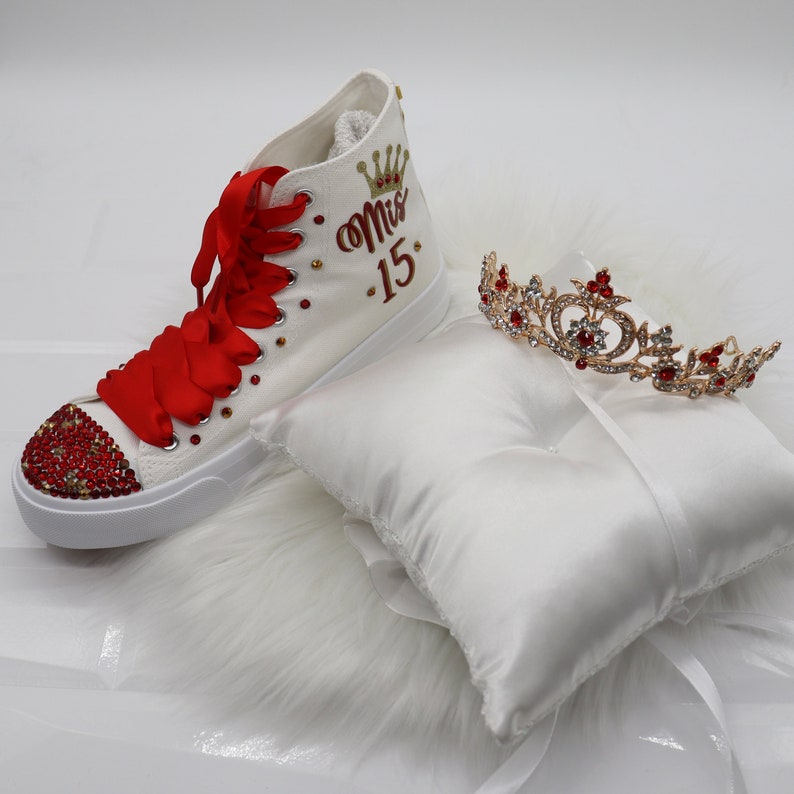 Red Quinceañera Sneakers My Quince custom shoes Gowns Etsy España