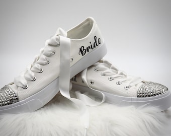 Personalized Wedding Sneakers: Rhinestone Bridal Shoes, Custom Monogram