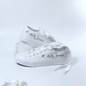 Unique wedding gift idea: personalized bride sneakers with her name and special details for the big day