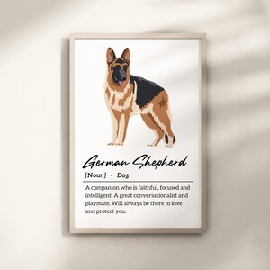 German Shepherd Definition Printable Wall Art - Breed Dog Poster - Pet Lover Gift - Dog Wall Art Print - Aesthetic Wall Art Gift