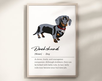 Impression d'art définition teckel : affiche drôle de race de chien (téléchargement numérique)