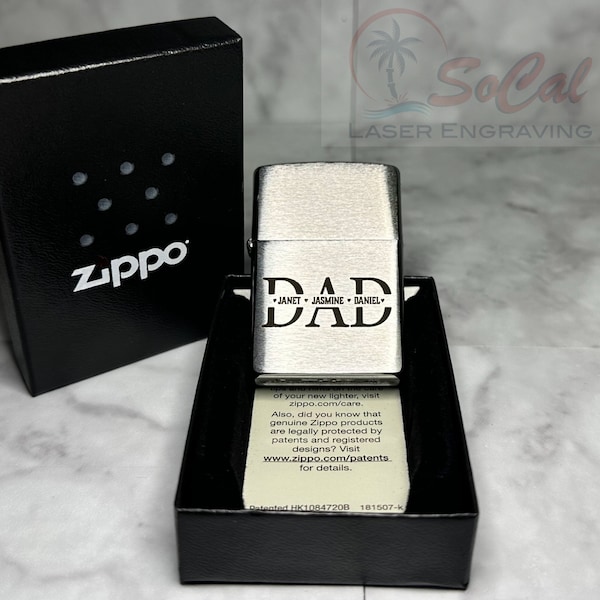 Custom Laser Engraved Zippo Lighter, Anniversary Gifts for Men, Groomsmen Gift, Dad Gift, Personalized Zippo, Valetines Gift, Birthday Gift.