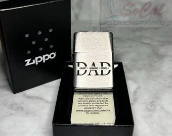 Custom Laser Engraved Zippo Lighter, Anniversary Gifts for Men, Groomsmen Gift, Dad Gift, Personalized Zippo, Valetines Gift, Birthday Gift.