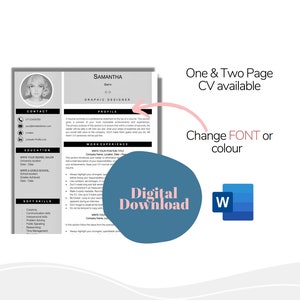 CV Template with Photo, Professional Resume Template for Word , Clean CV Template with Picture, Resume and Cover Letter Template, Modern CV