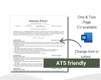 ATS Bewerbungsvorlage für Word, Lebenslauf Vorlage,