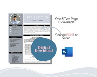 Vorlage Lebenslauf| Wort CV| Lebenslauf mit Foto| Lebenslauf Vorlage| Moderner Lebenslauf| Cove,r Briefvorlage| Professioneller Lebenslauf| Digitaler Download Lebenslauf