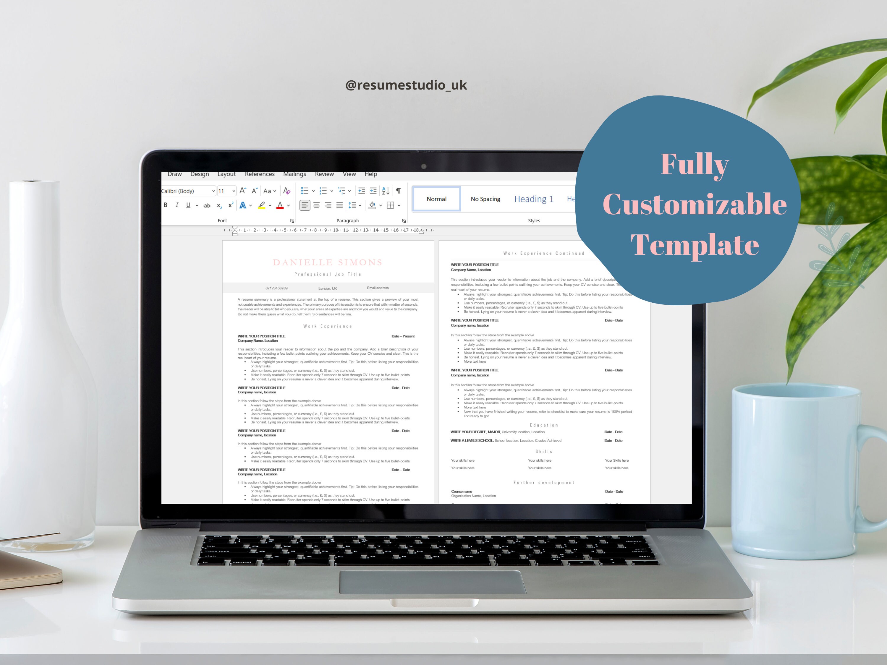 2 Page Professional Resume| Template Cover Letter and References ...