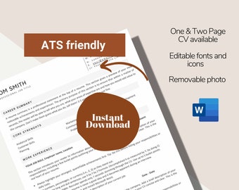 Ats Friendly Resume Vorlage für Word, saubere Vorlage Word, ATS professionellen Lebenslauf, ATS Lebenslauf Vorlage, Lebenslauf Vorlage Word, Einfache Lebenslauf