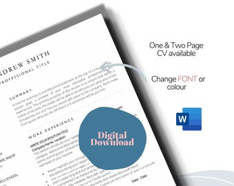 2 Seiten Professional Clean Resume| Vorlage Anschreiben und Referenzen Vorlage für MS Word| Druckbare | Moderner Lebenslauf | Professioneller Lebenslauf|
