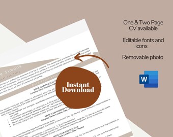 2 Seiten Professional Clean Resume| Vorlage Anschreiben und Referenzen Vorlage für MS Word| Druckbare | Moderner Lebenslauf | Professioneller Lebenslauf|