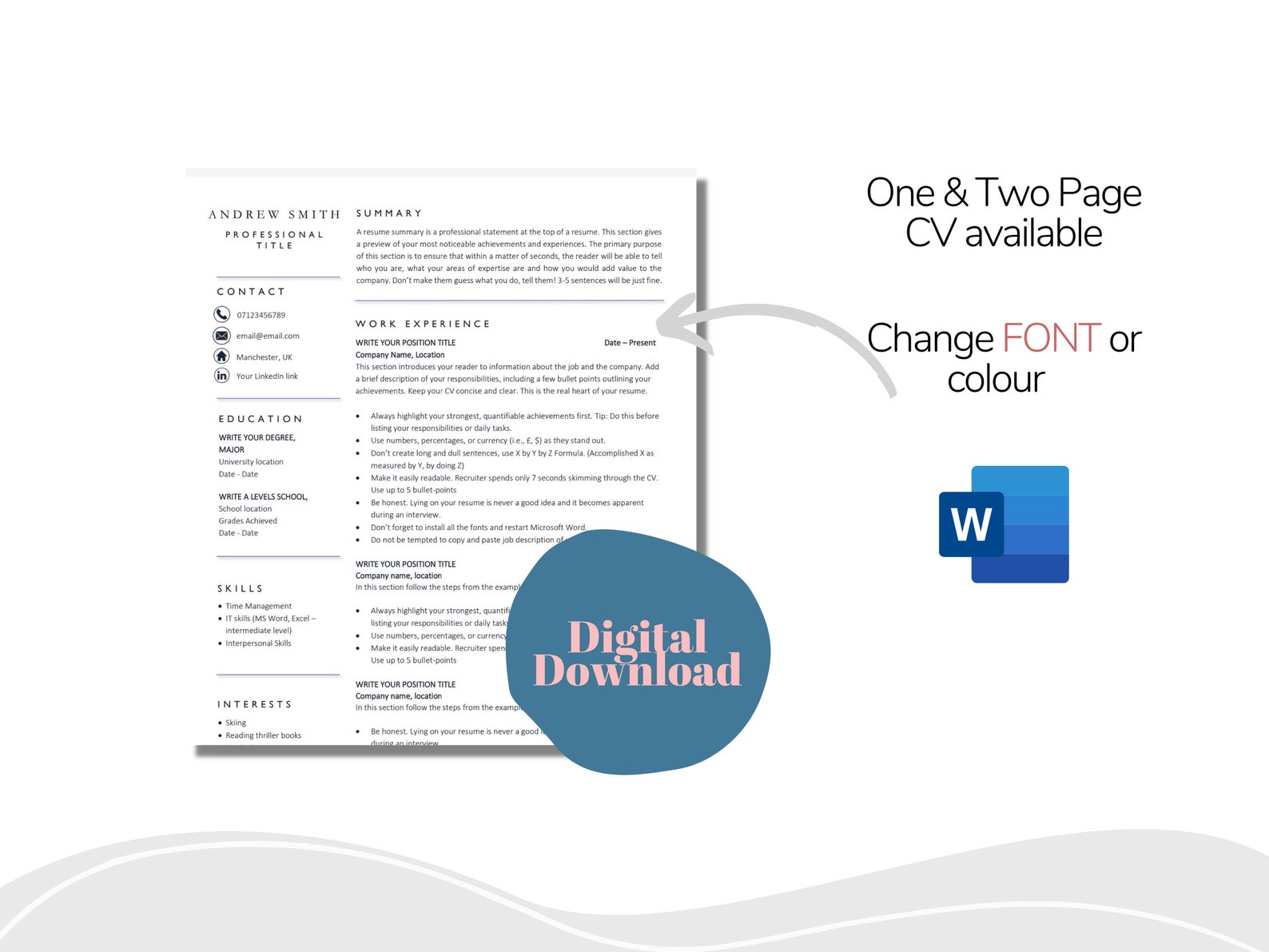 2 Page Professional Resume| Template Cover Letter and References ...
