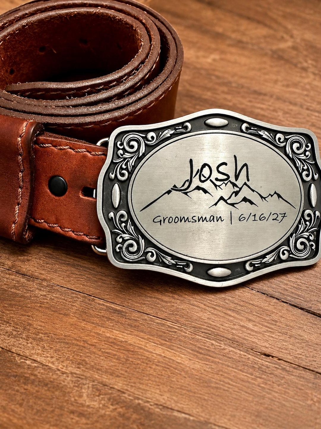 Personalized Western Belt Buckle, Custom Engraved Groomsman Best Man ...